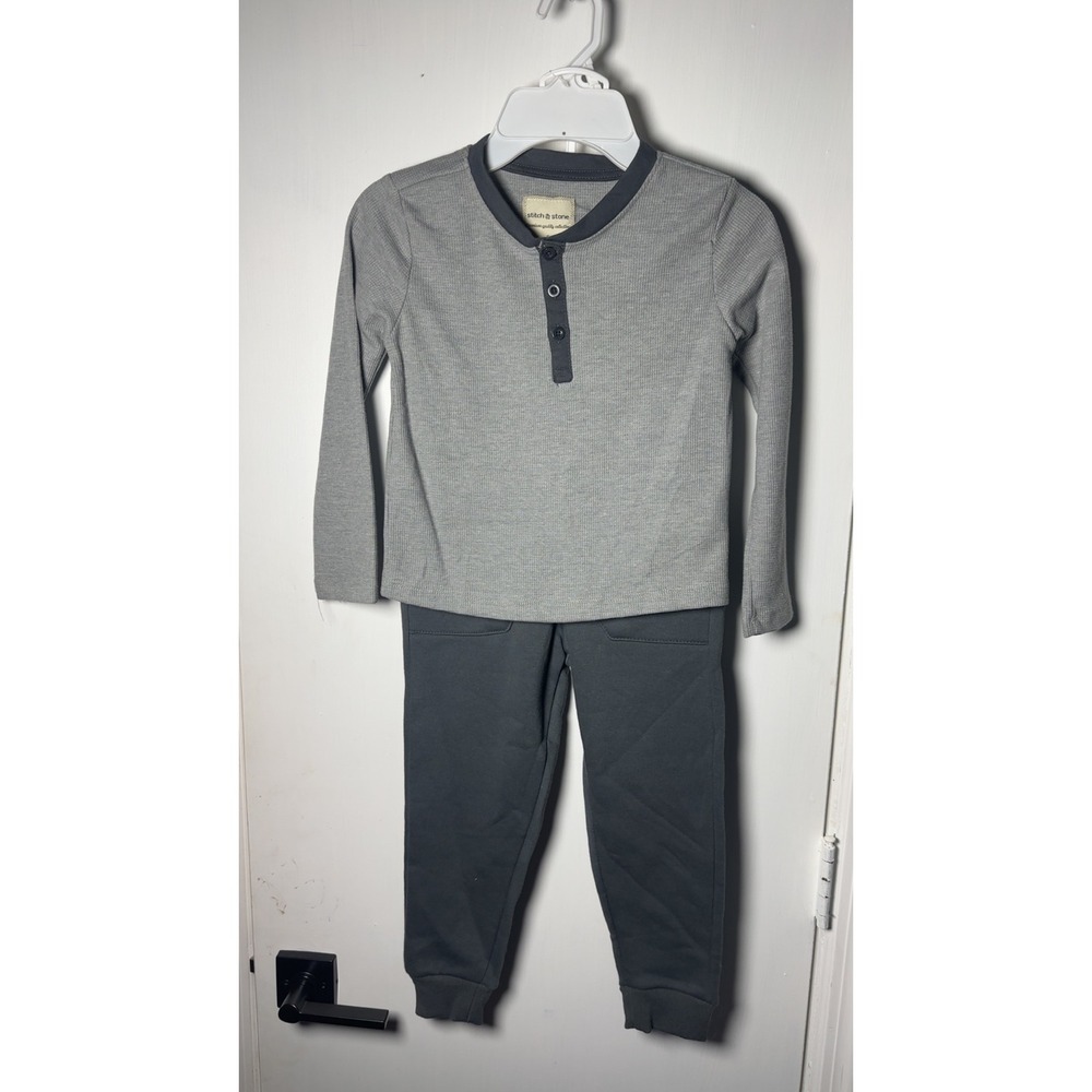 NWT Stitch & Stone |  2pc‎ Gray Waffle Top and Joggers Set | Size 5